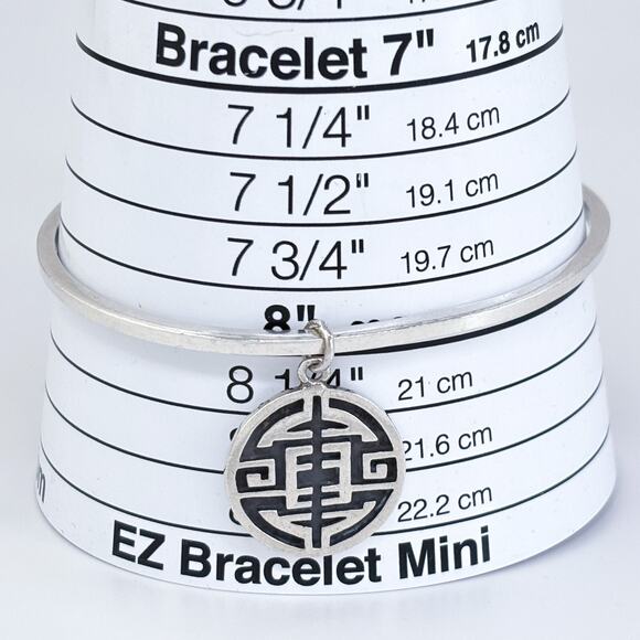 Vintage Sterling Silver Allan Adler Chinese Prosperity Symbol Bangle Bracelet 8" - Picture 5 of 8